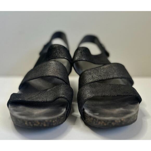 DANKSO Women's Stacey Metallic Black Wedge Cord Sole Velcro Closure Size 38 - Picture 3 of 9